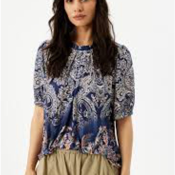 Floral vintage 80s Blue and Cream Skirt - Picture 3 of 10